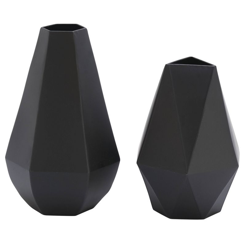 Set of 2 Metal Geometric Vases Black - Olivia &#38; May, 1 of 17
