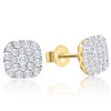 Pompeii3 1Ct TW Round Diamond Cushion Halo Studs 10k Yellow Gold Lab Created Earrings - 2 of 4