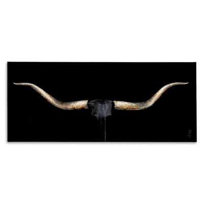 Stupell Industries Bull Horns Shadow Black Brown Animal Painting