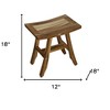 HomeRoots 18" Teak Rectangular Shower Outdoor Bench With Shelf In Natural Finish - 3 of 4
