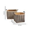 Cesicia Palm Leaf Woven Wicker Storage Basket with Handles, Set of 2 - 14" x 14" x 15" and 16" x 16" x 17" - Black and Brown - 2 of 4
