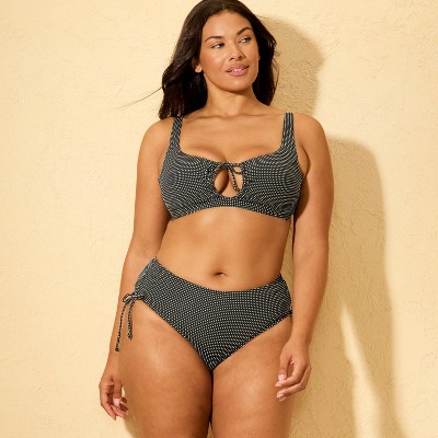 Shade & Shore Women's Swiss Dot Texture Adjustable Side Tie Mid-Rise Medium Coverage Bikini Bottom - Shade & Shore™ Black L — фото 4