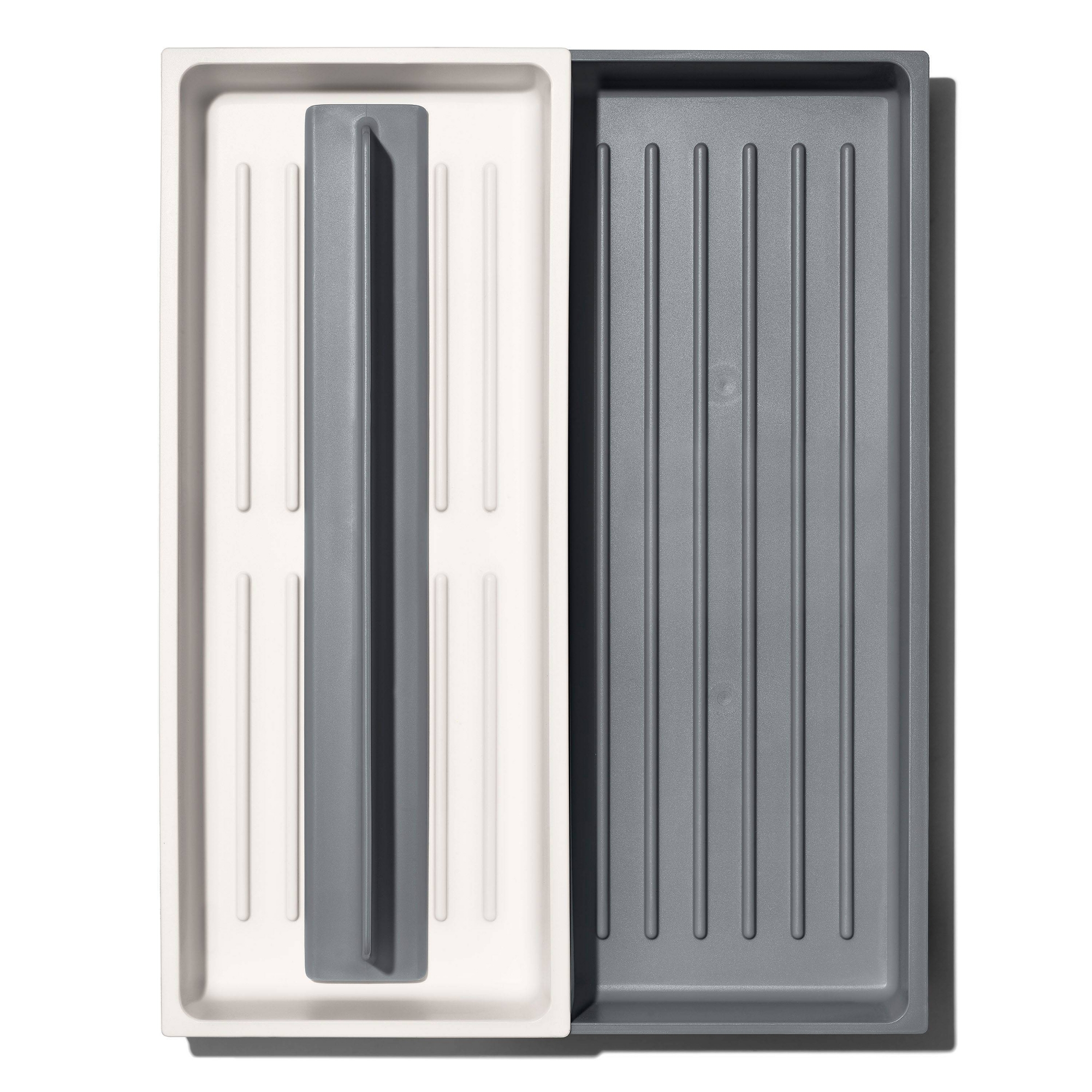 OXO Long Handled Tool Organizer: Utensil & Kitchen Drawer Storage, White/Gray, Hand Wash, TPE & Polypropylene Material