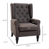 Aghana Digitals Dark Brown Fabric Accent Chair with Diamond Tufting, Round Armrests & Wood Legs - - 2 of 4