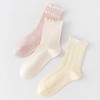 Anna-Kaci Women's 3 Pairs Ruffled Ankle Socks with Scalloped Trim and Soft Knit Fabric - Pastel - 3 of 4