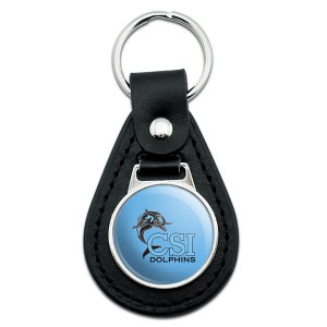 College of Staten Island Primary Logo Black Leather Keychain - 1 of 4