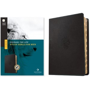 NLT Courage for Life Study Bible for Men, Filament Enabled (Leatherlike, Onyx Lion, Indexed) - by  Ann White & Robbie Goss (Leather Bound) - 1 of 1