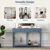 ORRD Retro Entryway Table with 4 Drawers & Open Shelf - Vintage Console Table for Hallway, Living Room | Rustic Pine Finish, 6 Colors（Grey） - 4 of 4