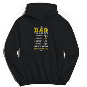Rerun Island Men's Dad You Are The Strongest Long Sleeve Graphic Cotton Sweatshirt Hoodie - Black L - 1 of 3