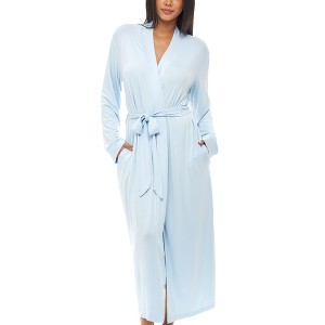 ADR Women's Lightweight Cotton Robe, Classic Soft Knit Long Lounge Robe with Pockets - 1 of 4