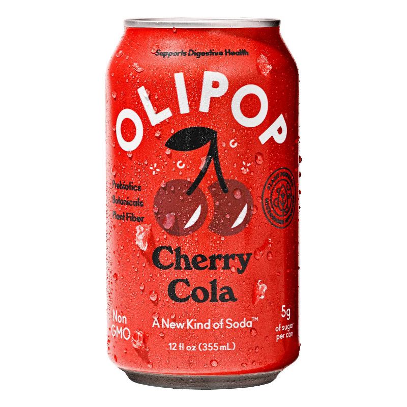 OLIPOP Cherry Cola Prebiotic Soda - 12 fl oz, 1 of 18