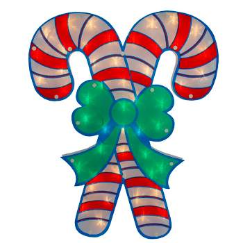 Northlight 18.5" Lighted Double Candy Cane Christmas Window Silhouette