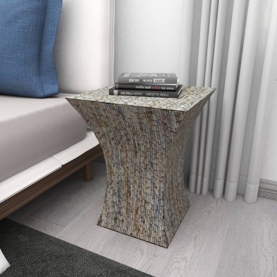 Pearl Inlay Hourglass Accent Table 15"x19" - Multicolor