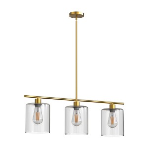 DORESshop Modern 3/4 Light Gold Kitchen Island Pendant Light , Retro Industrial Linear  Ceiling Lights with Clear Glass Shade for Kitchen - 1 of 4