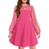 Arshiner Girl's Contrast Mesh Puff Long Sleeve High Waist A Line Short Dress with Pockets for 6-13 Years - 4 of 4