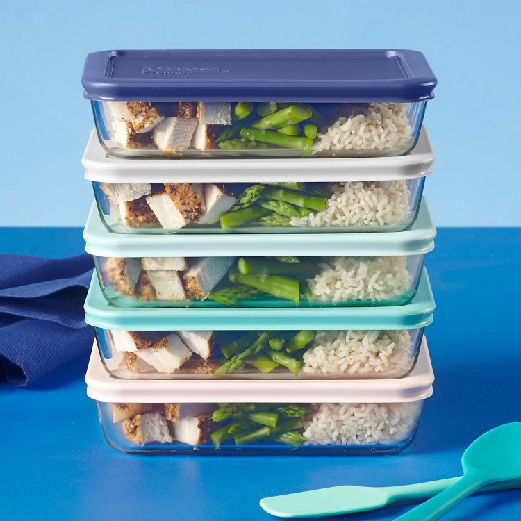 Pyrex 10pc Glass Meal Prep Set: Clear Glass Food Storage Containers with Plastic Lids, Dishwasher-Safe, 5 of 7