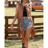 Women's Fringe Vest Crochet Hollow Out Beach Boho Cardigan Sleeveless Jacket Retro Lace Up Open Front Denim Vest - 3 of 3