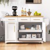 Bella Depot 59.3" Kitchen Island with Rubber Wood Drop Leaf, Rolling Kitchen Island with Trash Can Storage, Power Outlet, Spice & Towel Rack - 4 of 4