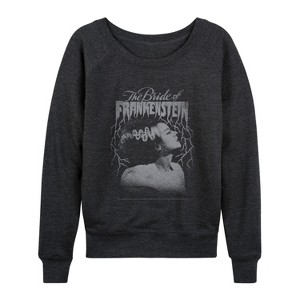 Women's - Universal - Tonal Bride Of Frankenstein Lightweight French Terry Wide Neck Long Sleeve Graphic Shirt - 1 of 4