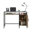 Vynxaria Brown Finish Home Office Desk Spacious Desktop, Cubby Shelf and Adjustable Shelf, Modern Oak/Gray Design - 2 of 4