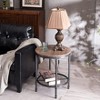 VINGLI Industrial Round End Table - 20" Metal & Wooden Side Table for Couch & Living Room - 2 of 4