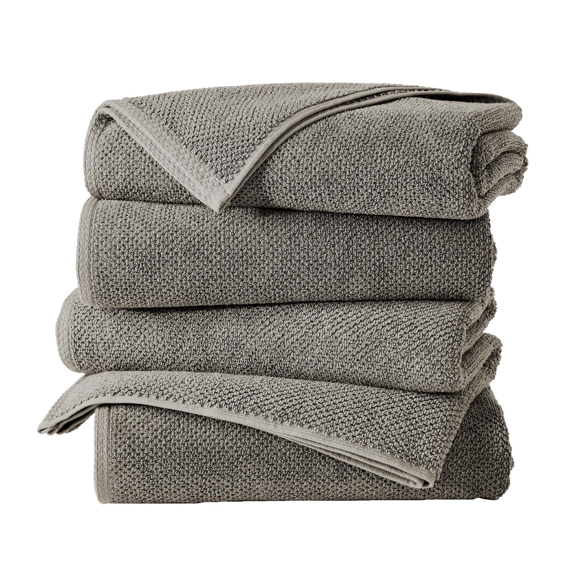 Cotton Quick Dry Loop Textured Bath Towel - Great Bay Home (Dark Grey, Bath Towel - Set of 4)