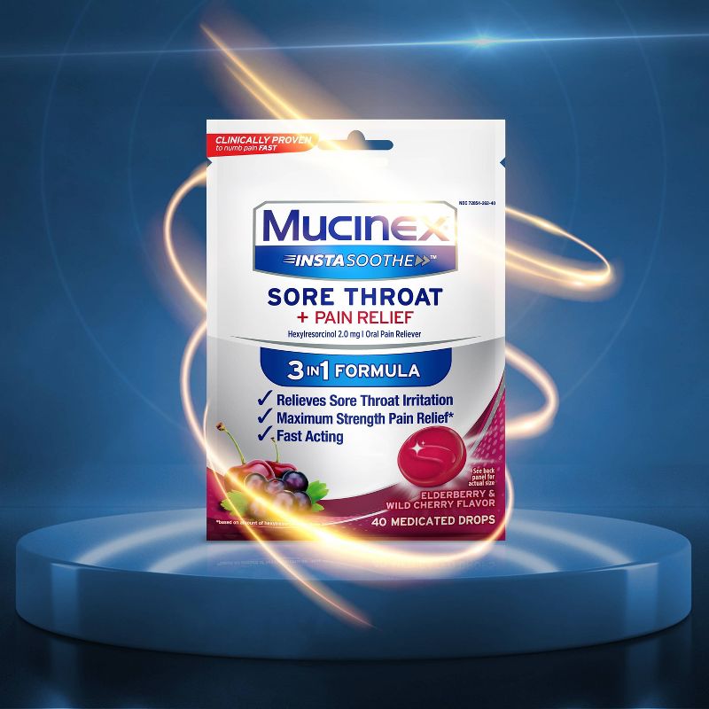 Mucinex Instasoothe Sore Throat Pain Relief - Elderberry &#38; Wild Cherry - 40ct, 5 of 6