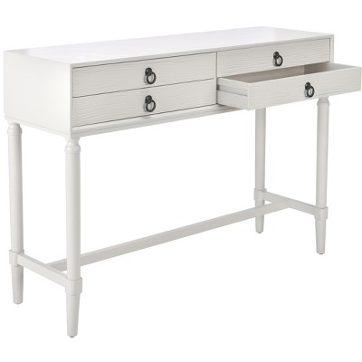 White Wood and Metal Hallway Table with Storage