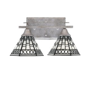 Toltec Lighting Uptowne 2 - Light Vanity in  Aged Silver with 7" Pewter Art Glass Shade - 1 of 1