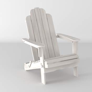 Genovia Transitional Acacia Wood Outdoor Adirondack Chair with Wine Holder - Saracina Home