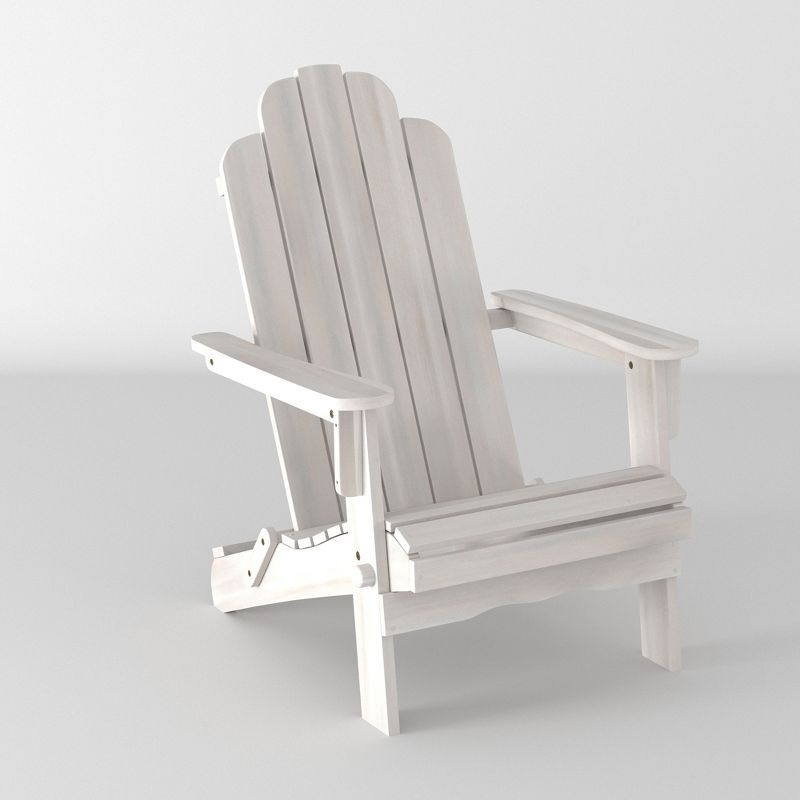 Genovia Transitional Acacia Wood Outdoor Adirondack Chair with Wine Holder - Saracina Home, 1 of 19