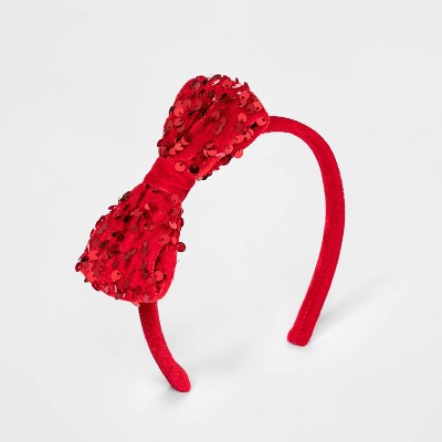 Girls' Sequin Bow Headband - Cat & Jack™ Red