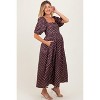 Pinkblush Brown Polka Dot Square Neck Maternity Midi Dress - 3 of 4