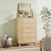 Fluted Dresser for Bedroom Wood Tall Dresser Storage Organizer, Modern Bedroom Chest with Deep Storage 5 Drawers Wood - 2 of 4