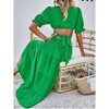 Women's Boho Floral Print Square Neck Beach Party Flowy Ruffle Midi Dress - 2 of 4