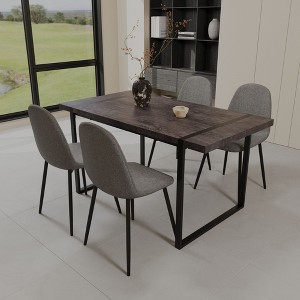 NicBex 59" Dining Table Set for 4 Modern Rectangular Black Wood Dining Table with 4 Suede Chairs - 1 of 4
