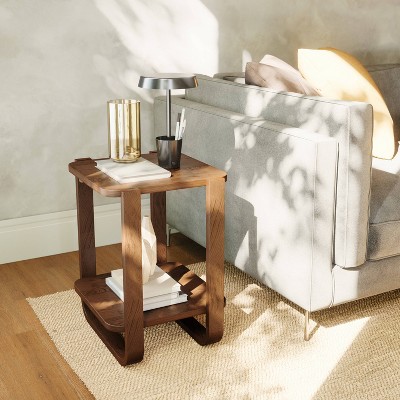 Bellwood Aged Walnut Rectangular 2-Tier Side Table