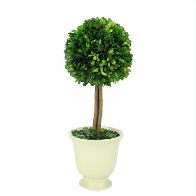 Napa Home & Garden 1.3' Unlit Green and White Artificial Preserved Boxwood Evergreen Globe Topiary