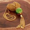 ELYA Women's Large Faux Green Jade Tassel Gold Plated Steel Necklace - 3 of 3