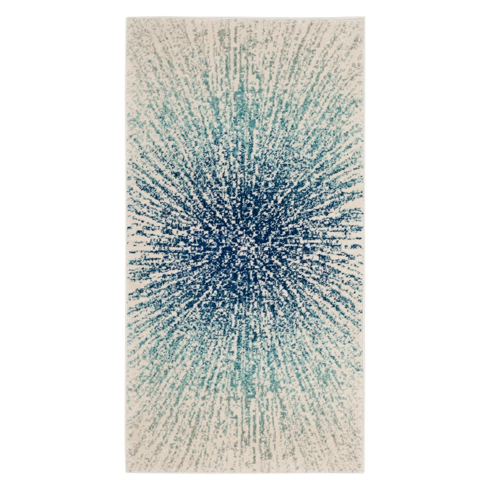  Marcell Burst Area Rug Royal/Ivory