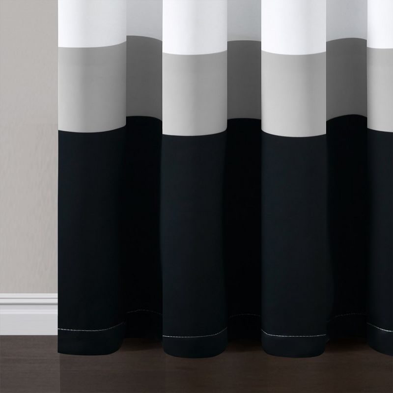 Alexander Color Block Light Filtering Window Curtain Panels Black/Gray 52X84 Set, 4 of 6
