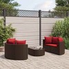 vidaXL Patio Sofa Set with Cushions Lounge Setting Outdoor 5 Piece Poly Rattan - Brown and Red - 2 of 4