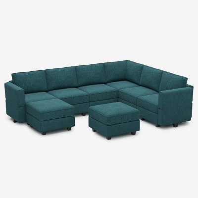 Belffin Modular Terry Sofa with Storage Seat and Ottoman (7 Seats + 9 Sides)
