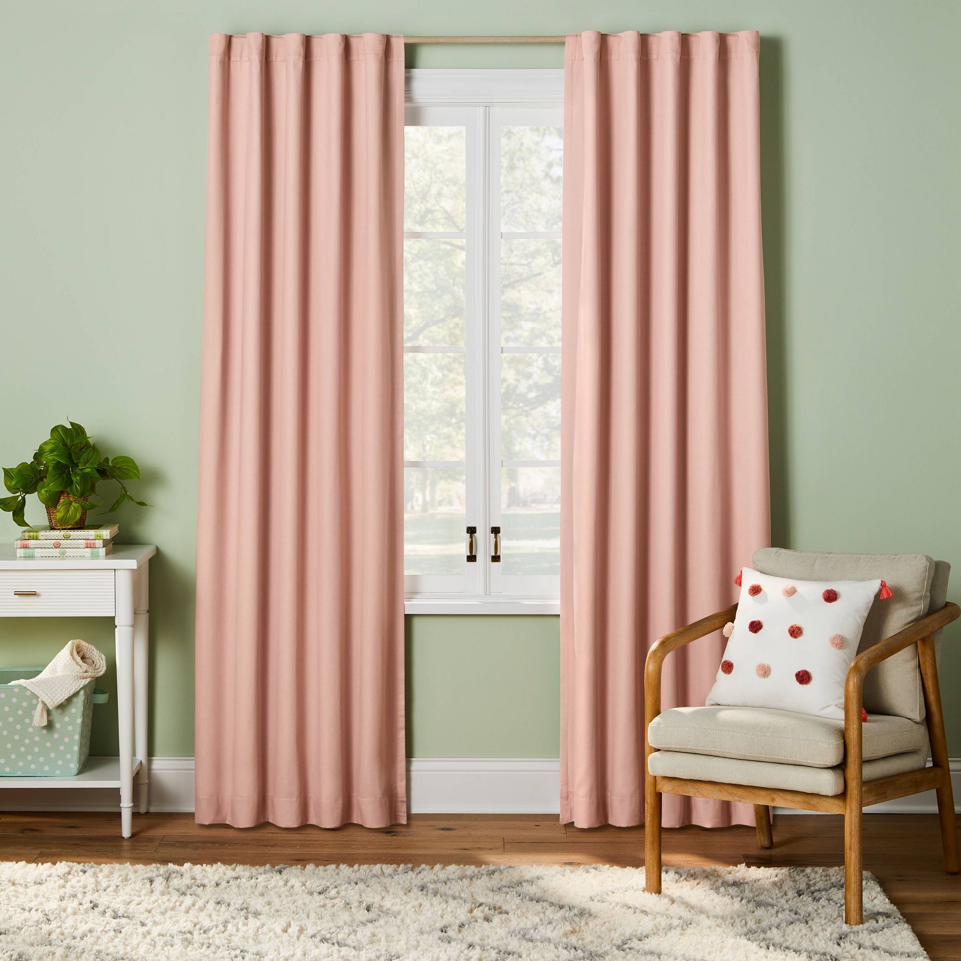 42"W x 84"L Twill Solid Kids' Blackout Window Curtain Panel Pink - Pillowfort™