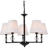 Elegant Lighting Bethany 5 lights pendant in black with white fabric shade - 3 of 4
