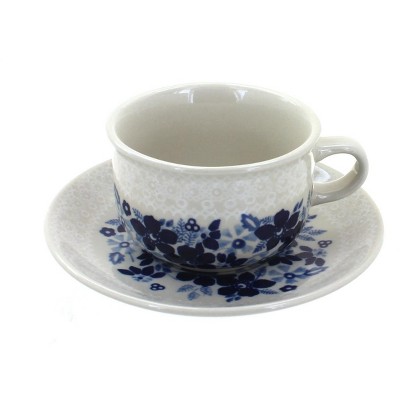Blue Rose Polish Pottery Christiana Cup & Saucer