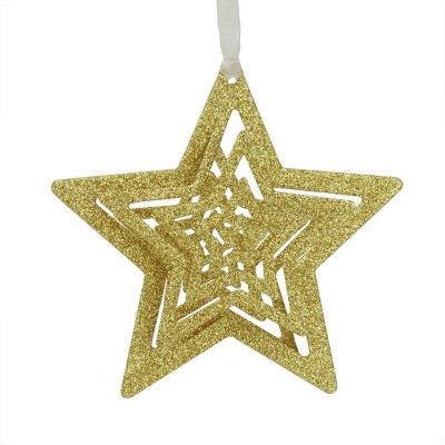 Roman 4.5" Glitter Swirled Star Christmas Ornament - Gold