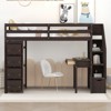 RISOKEYS Twin Size Loft Bed with Storage Drawers, Desk and Stairs -  Loft Bed with Shelves & Drawers, Wood Bed Frame for Teens and Adults - Espresso - 2 of 4