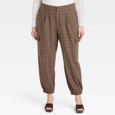 Women's High-Rise Modern Ankle Jogger Pants - A New Day™ Brown S