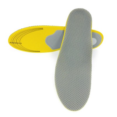 Unique Bargains Pair Unisex Orthotic Foot Shoes Insoles Insert High Arch Support Pad Cushion Grey Yellow 11 x 4 x 0.16"